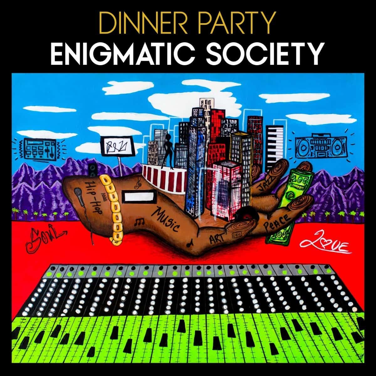 dinner party - enigmatic society  - white splatter on black vinyl