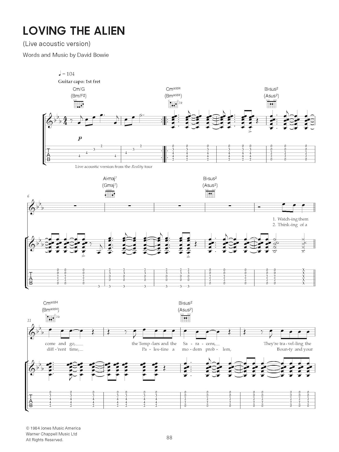 David Bowie - Bowie Acoustic (Guitar Notation and TAB)