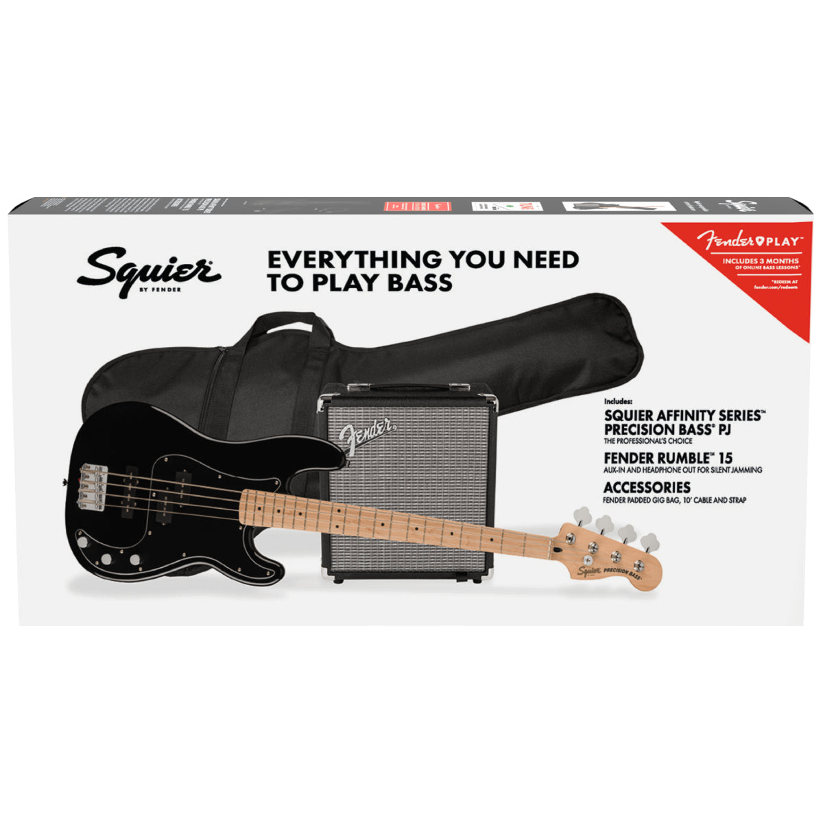 Squier Affinity Series Precision Bass Pj Pack, Maple Fingerboard, Black