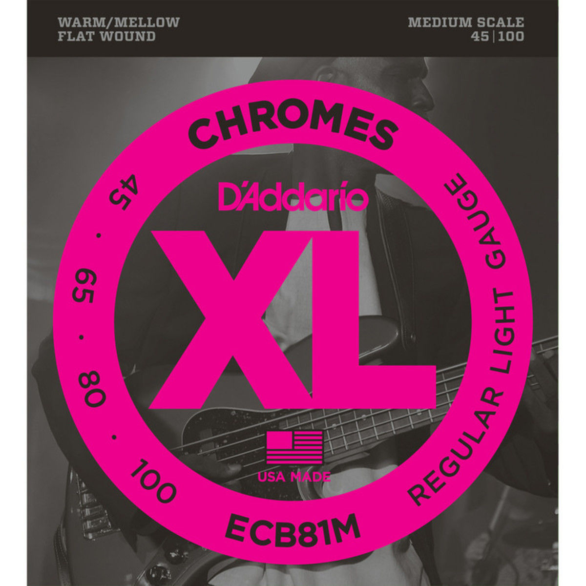 D'Addario ECB81 Chromes Bass Guitar Strings, Light, 45-100, Long Scale