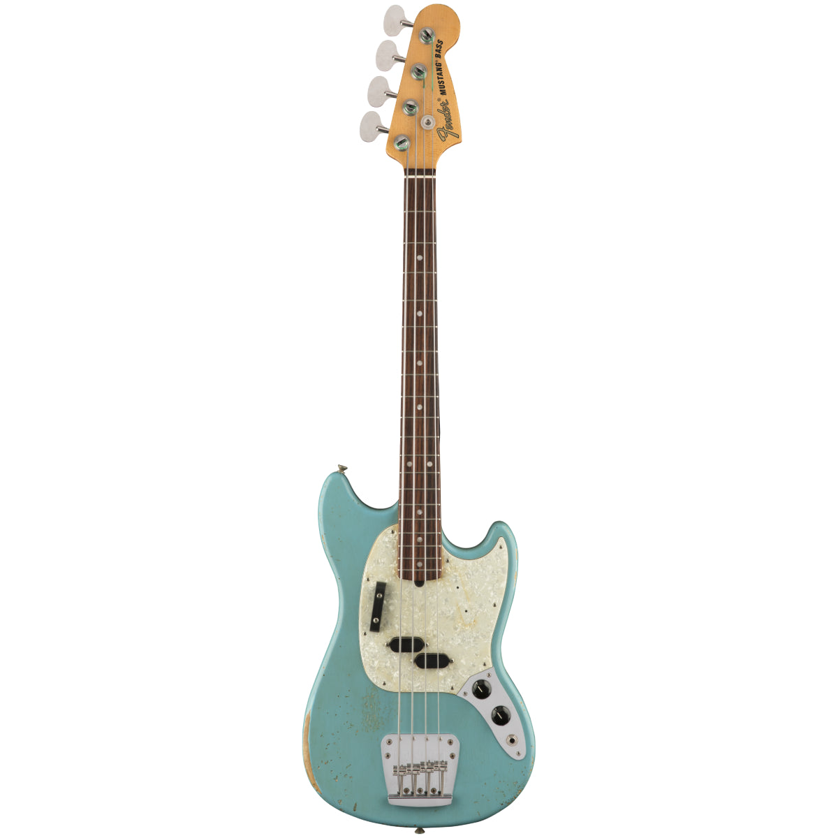 Fender JMJ Road Worn Mustang Bass, Rosewood Fingerboard, Faded Daphne Blue