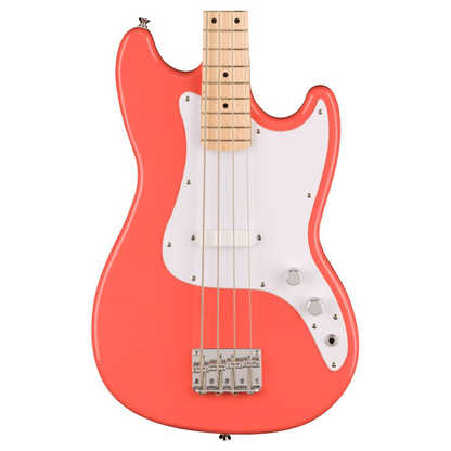 Squier Sonic Bronco Bass, Maple Fingerboard, White Pickguard, Tahitian Coral