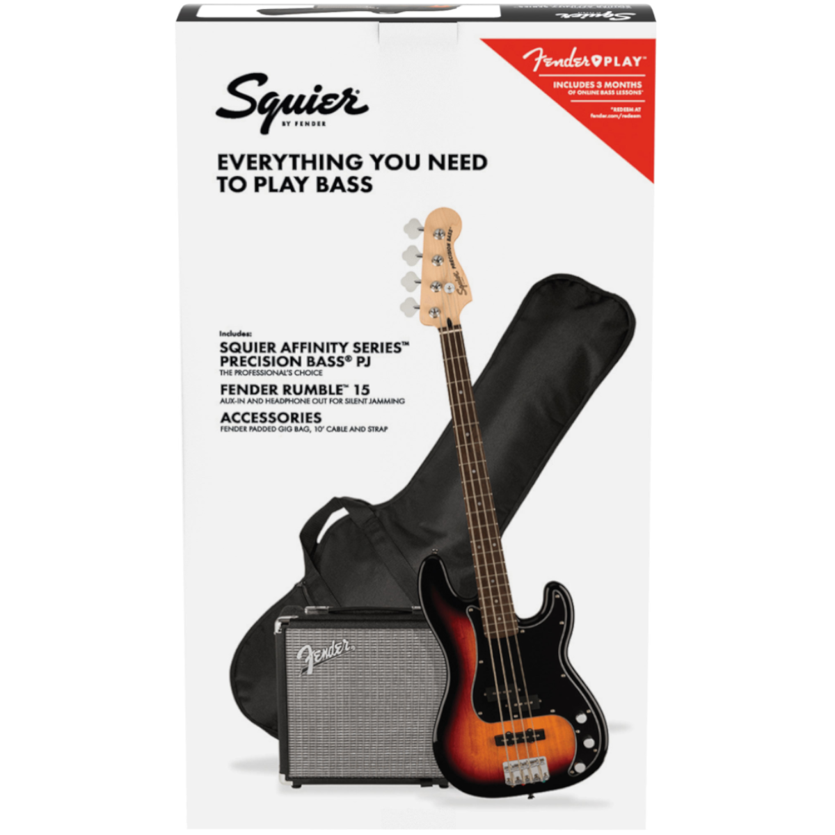 Squier Affinity Series Precision Bass Pj Pack, Laurel Fingerboard, 3-Color Sunburst