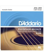 D'Addario EJ16 Phosphor Bronze Acoustic Guitar Strings, Light, 12-53