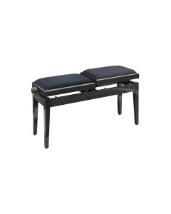 Stagg Double Piano Stool, Black High Gloss with Black Velvet Top