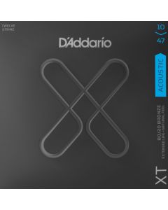 D'Addario XTABR1047-12 XT 80/20 Bronze Acoustic Guitar Strings, 12-String Light, 10-47