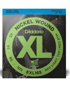 D'Addario EXL165 Nickel Wound Bass Guitar Strings, Custom Light, 45-105, Long Scale
