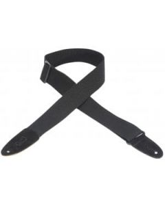 Levy's MC8-BLK Cotton with leather Ends Black Guitar Strap