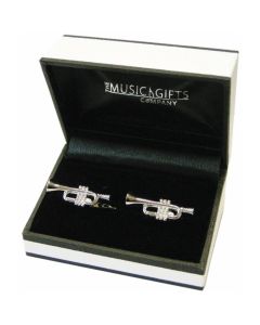 Music Gifts Cufflinks Trumpet Silver Plated