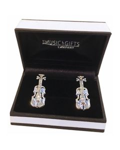 Music Gifts Cufflinks Violin Silver Plated