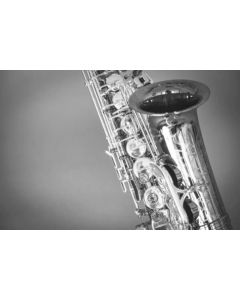 Music Gifts Greetings Card Saxophone (Black and White)