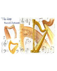 Greetings Card - Harp, 7 x 5, blank inside