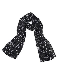 Scarf black with silver music notes