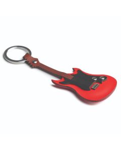 Music Gifts Leather Keyring - Electric Guitar