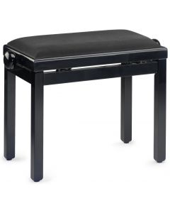 Stagg Rise and Fall Piano stool, Black High Gloss, Velvet Top