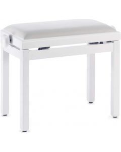 Stagg Rise and Fall Piano Stool, White Satin with Velvet Top
