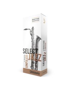 D'Addario Select Jazz Unfiled Baritone Saxophone Reeds, Strength 4 Medium, 5-pack