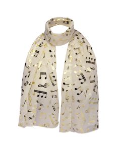 Scarf - Cream with Gold Treble Clefs and Notes