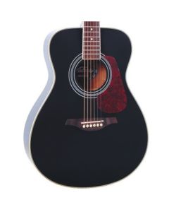 Vintage V300 Folk Guitar Solid Top Black