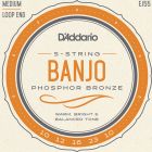D'Addario 5-String Banjo Strings, Phosphor Bronze, Medium, 10-23